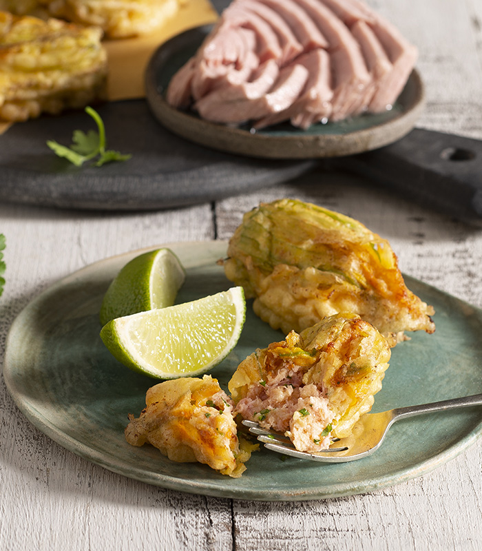 Courgette Flowers Stuffed with Tuna and Ricotta