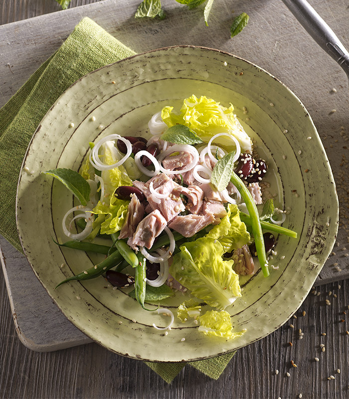 Tuna with Green Beans, Kidney Beans and Mint