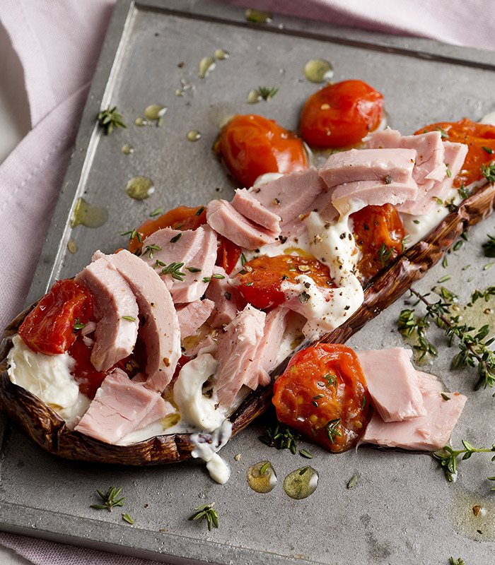Tuna with Aubergines Roasted with Thyme